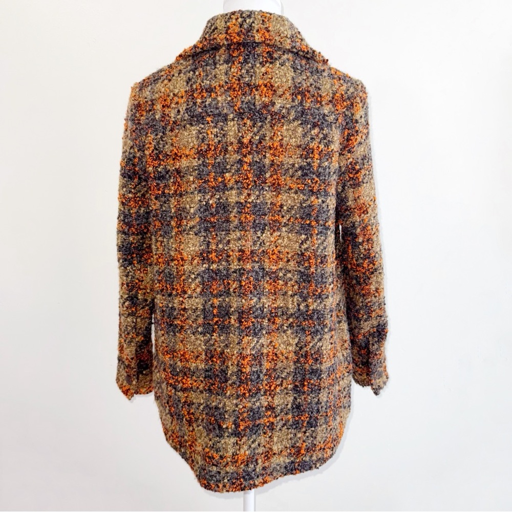 RODEBJER BROWN ORANGE GRAY PLAID COLLARED BUTTON UP BOEL BOUCLE TWEED JACKET - Picture 5 of 17